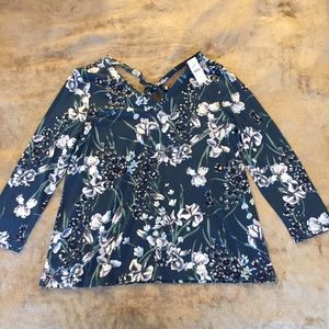 LOFT double V neck blouse size LARGE